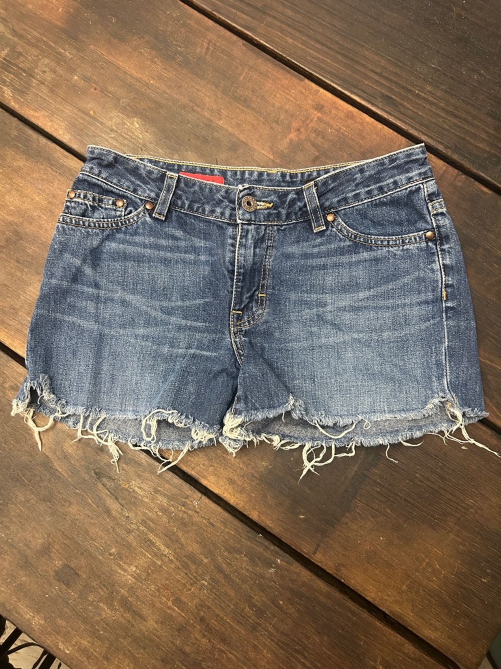 AG Adriano Goldschmied Distressed Blue Denim Cutoff Shorts The Gemini